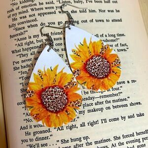 Sunflower Leather Drop Shaped Earrings